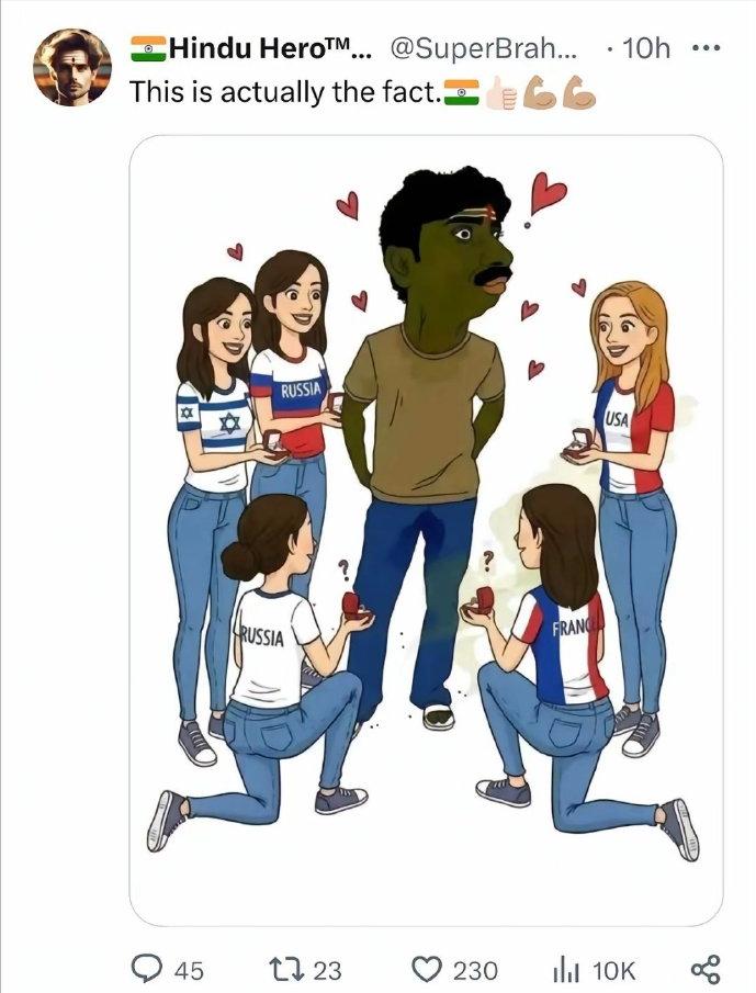 印度人的自信真是无敌了，不知道韩国人看了会咋说。这图让人笑到打鸣，印度网友拿