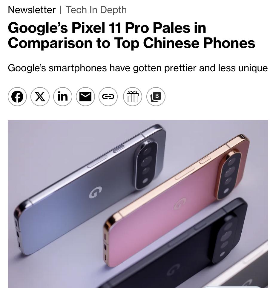 美媒：彭博社科技评论指出，谷歌Pixel11Pro在硬件和设计上的改进过于保