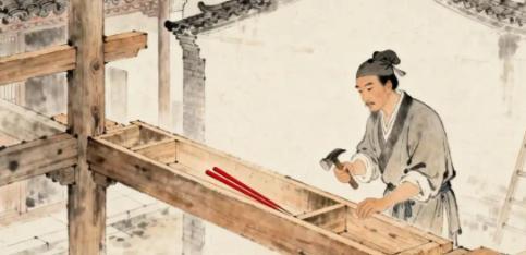 古代，有个木匠老李偷偷往地主家房梁塞了双红筷子。三年后，当家产败光，地主揪住木匠