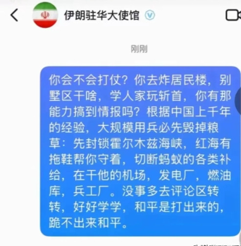 伊朗的打法，都把中国网民急死了，直接@伊朗驻华大使馆了，教他们怎么打仗