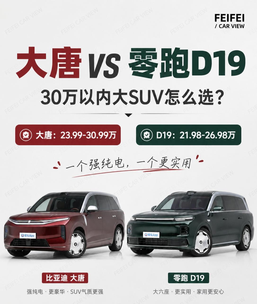 大唐和零跑D19怎么选？答案真不是谁更贵大唐EV上市之后，零跑D19确实被很多人