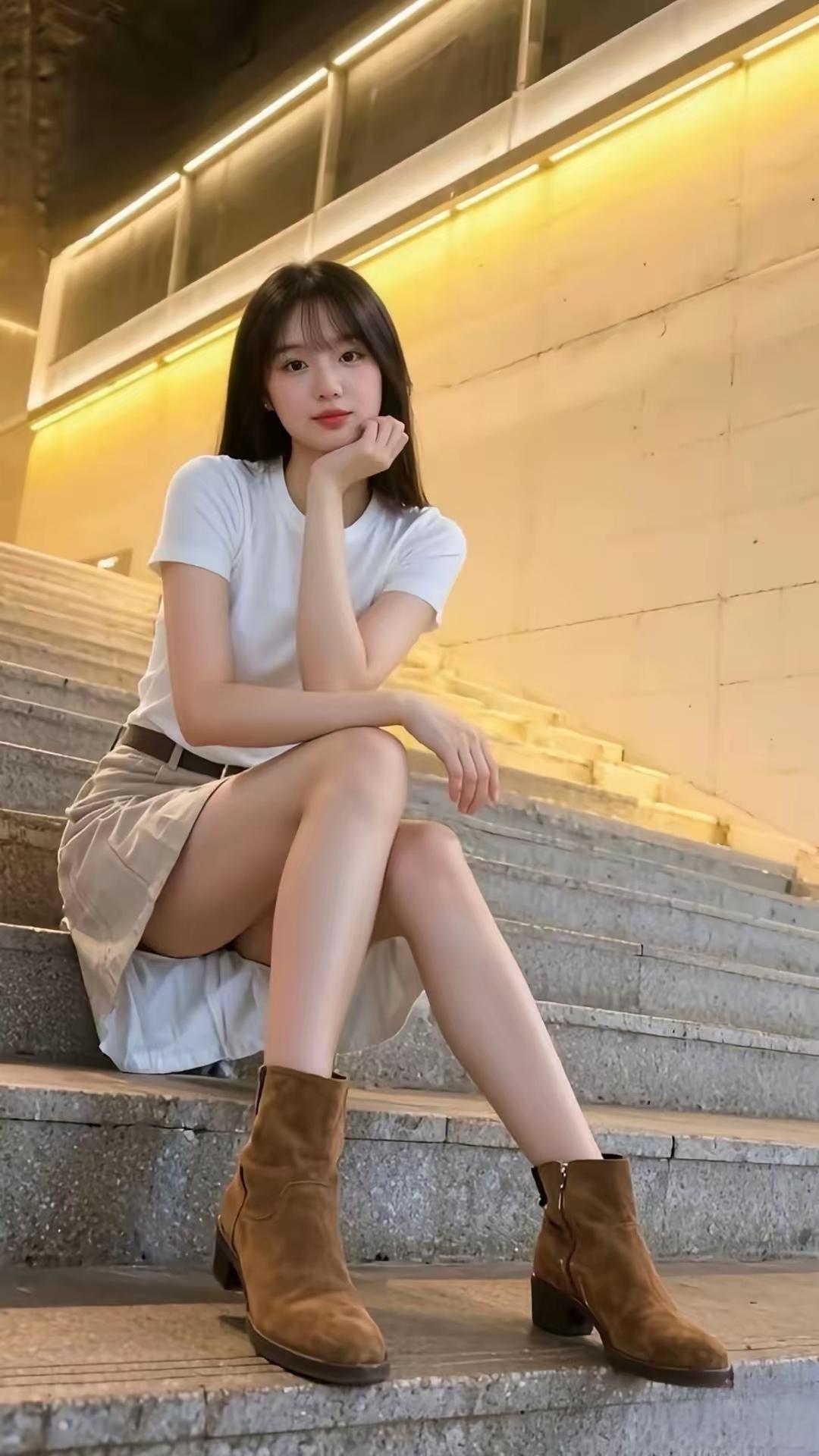 《梯级上的黄昏》梯级接住淌下来的晚光像一勺糖，裹住灰石的凉白T恤把风折