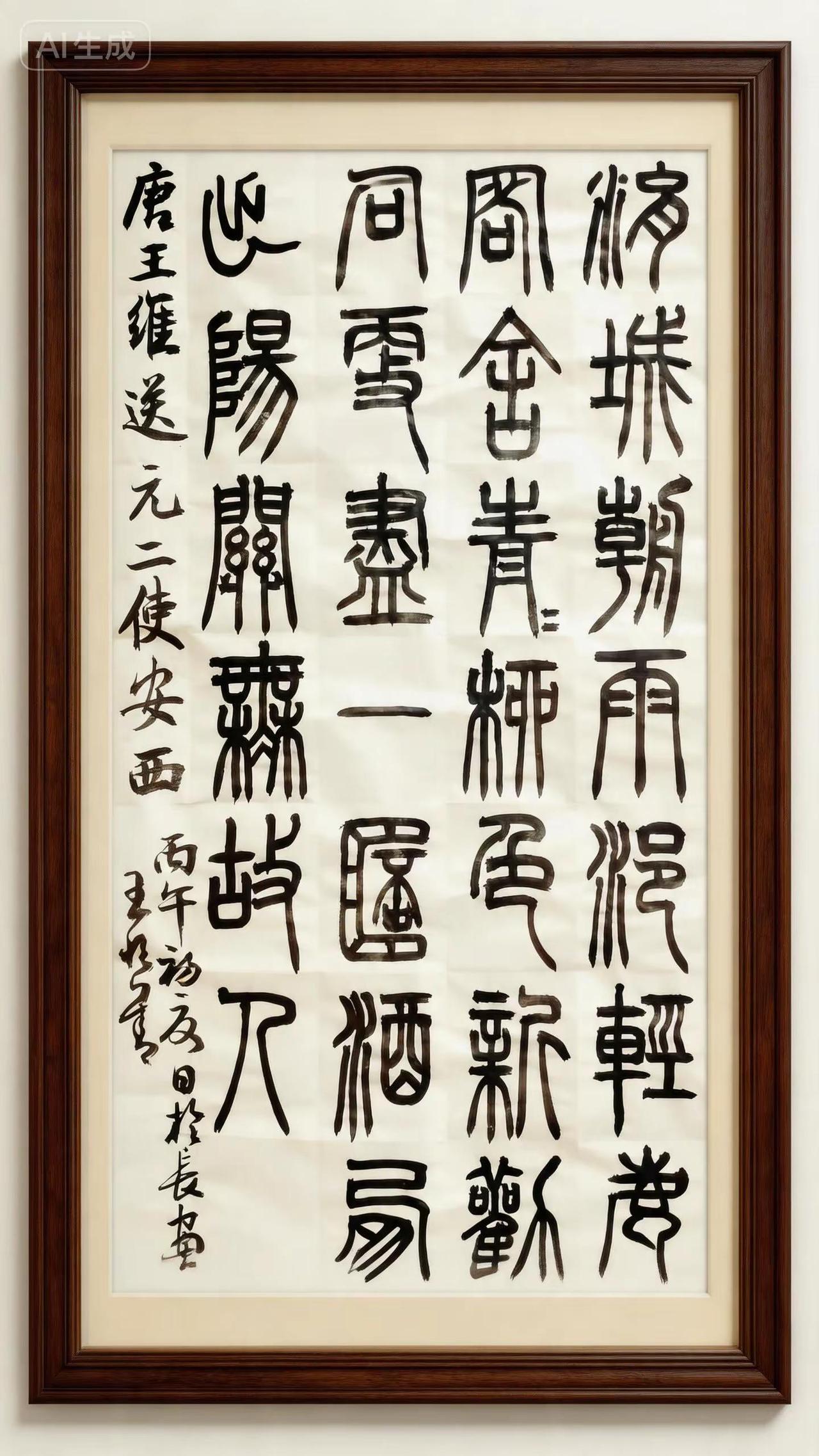 篆书唐·王维诗送元二使安西。篆书作品欣赏名家书法作品欣赏