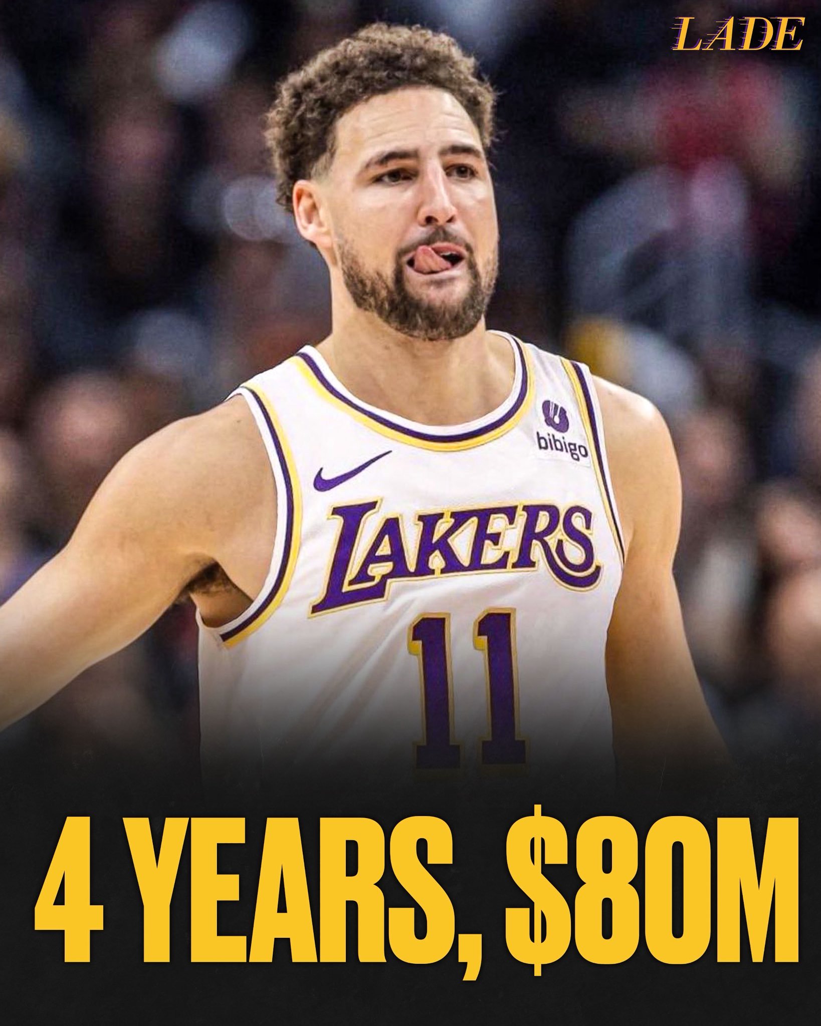 据TheAthletic报道，湖人原本愿意给克莱·汤普森提供一份4年8000万