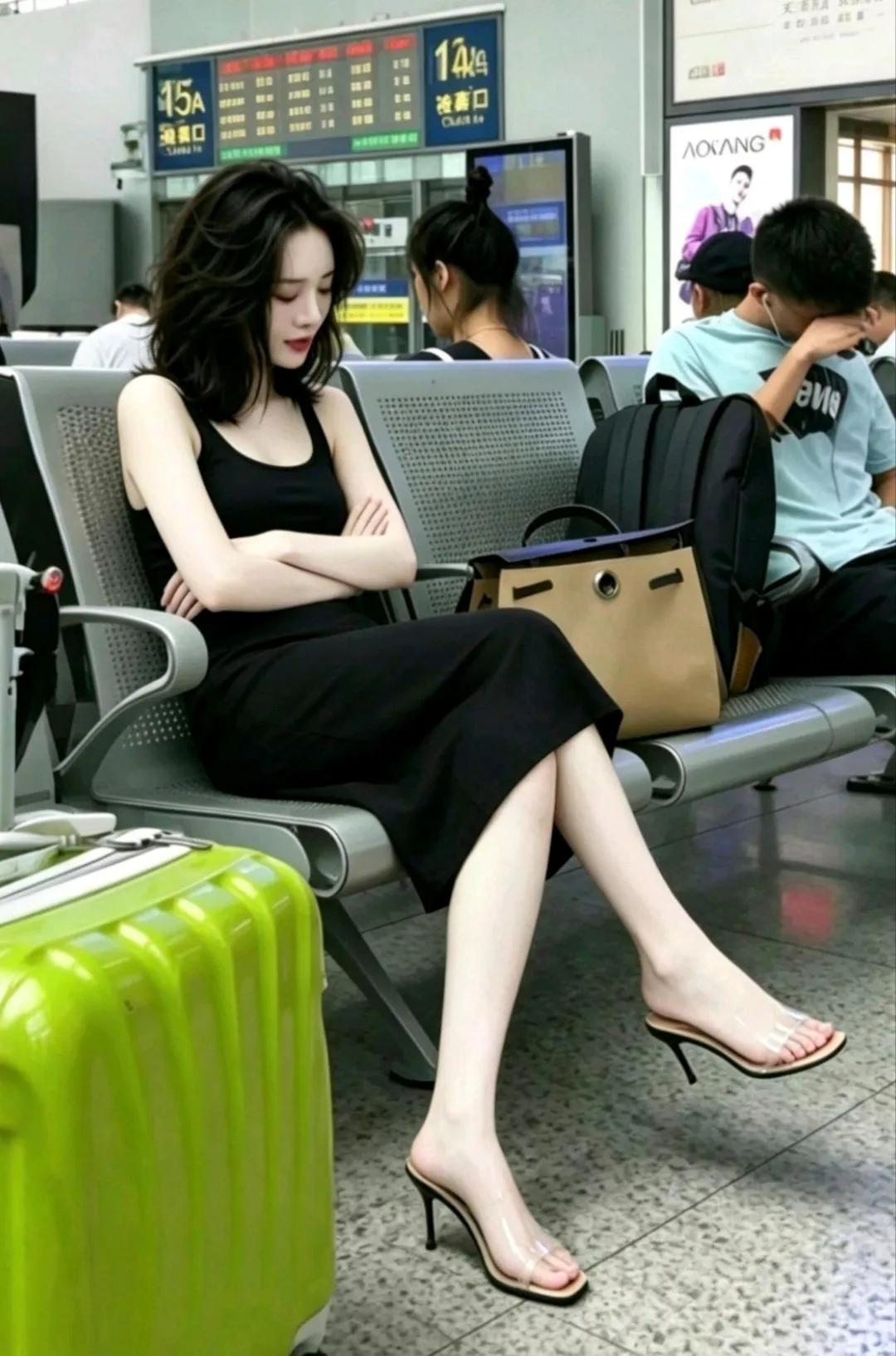 在这里能碰到这么漂亮的美女，好美啊。美女