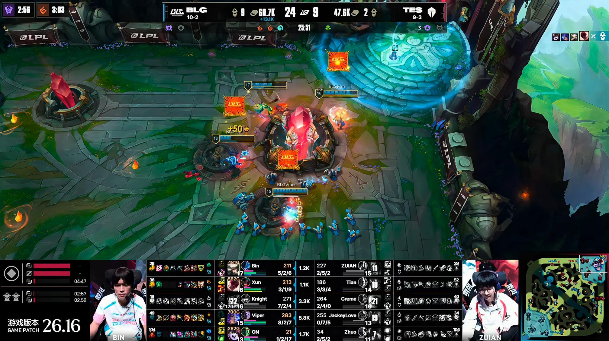 BLG1-0TES虽说zuian奥拉夫靠着英雄前期强势一打三杀了两个！但是后