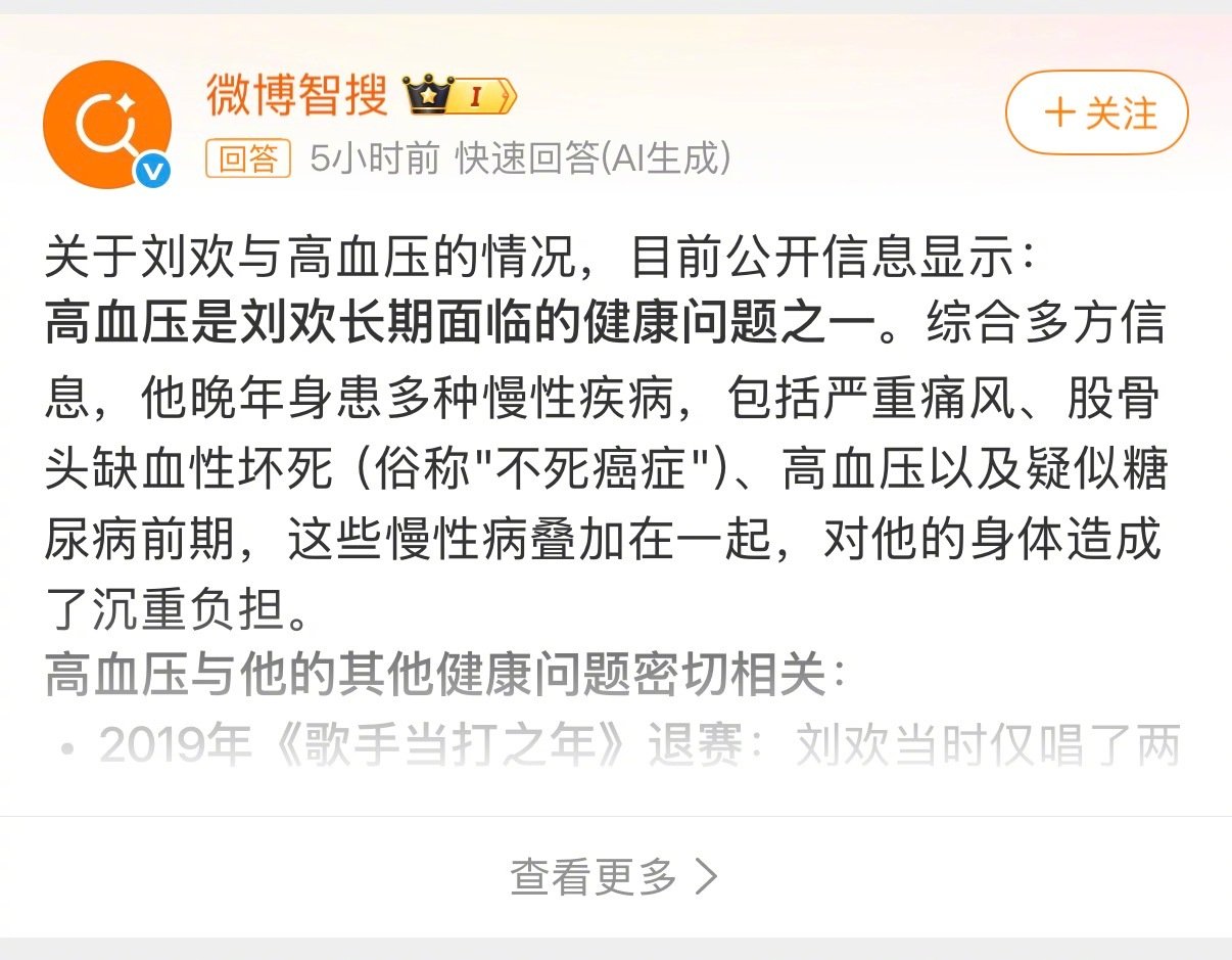 智叟的智搜[doge]刘欢的高血压，薛定谔的高血压​