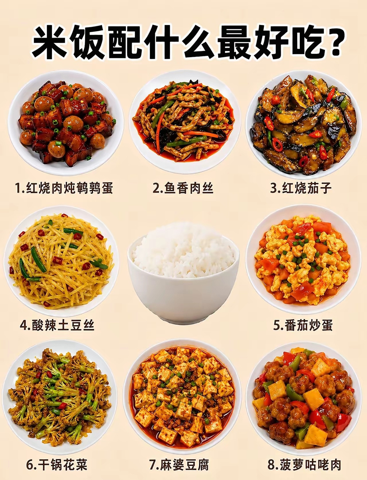 米饭只能选一个菜，你誓死捍卫哪个？评论区打数字，找同款干饭搭子！