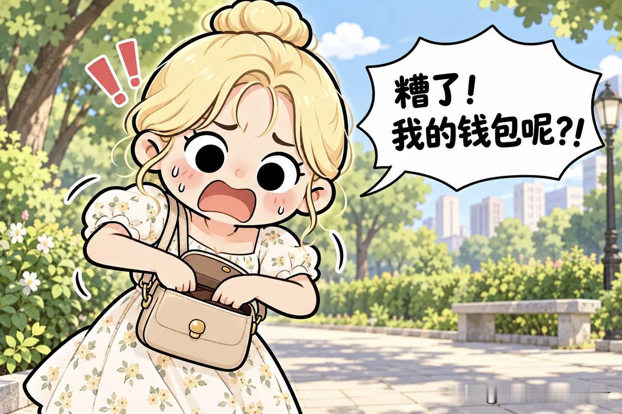 搞笑漫画：男生捡到女生钱包，里面竟然只有5块钱！男生开启了一大堆免责声明。女生拿