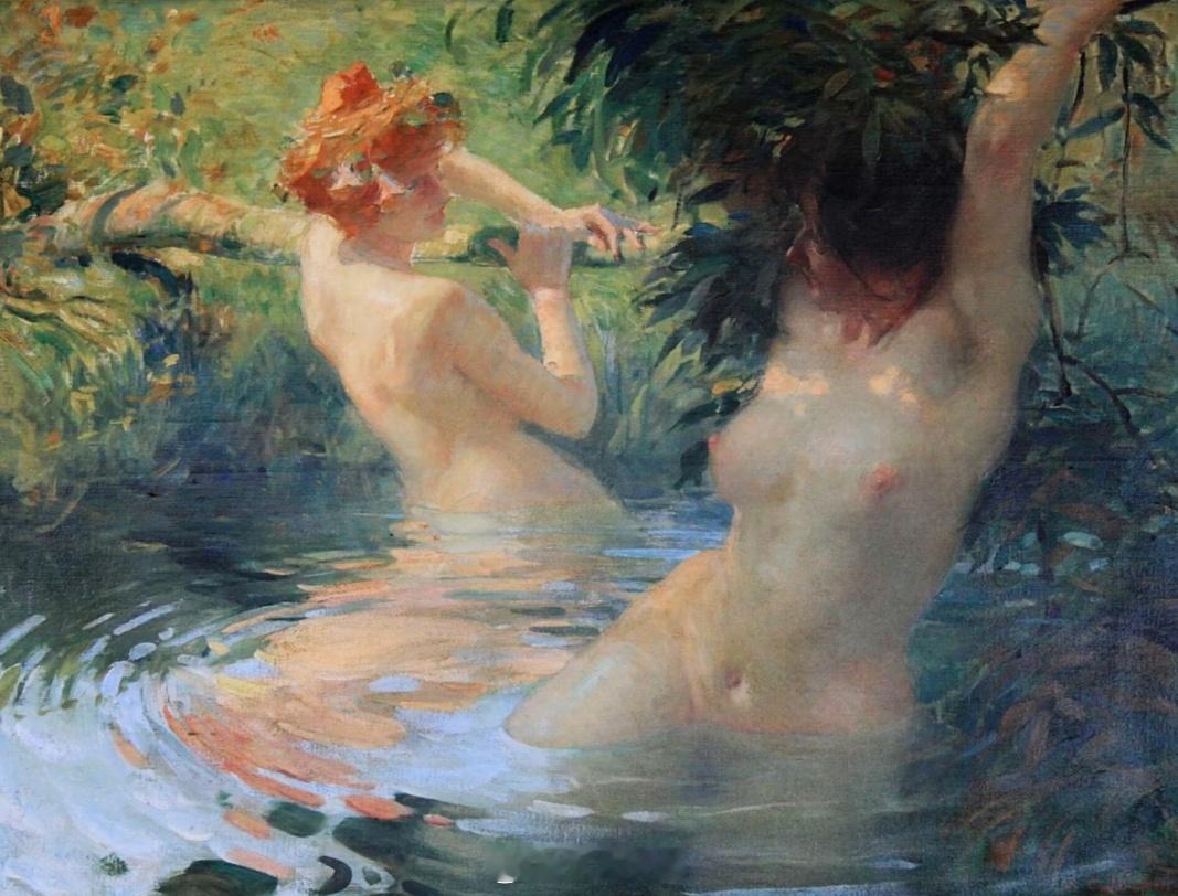 《水精灵》油画安托万·卡尔贝(1860-1944)AntoineCalbet