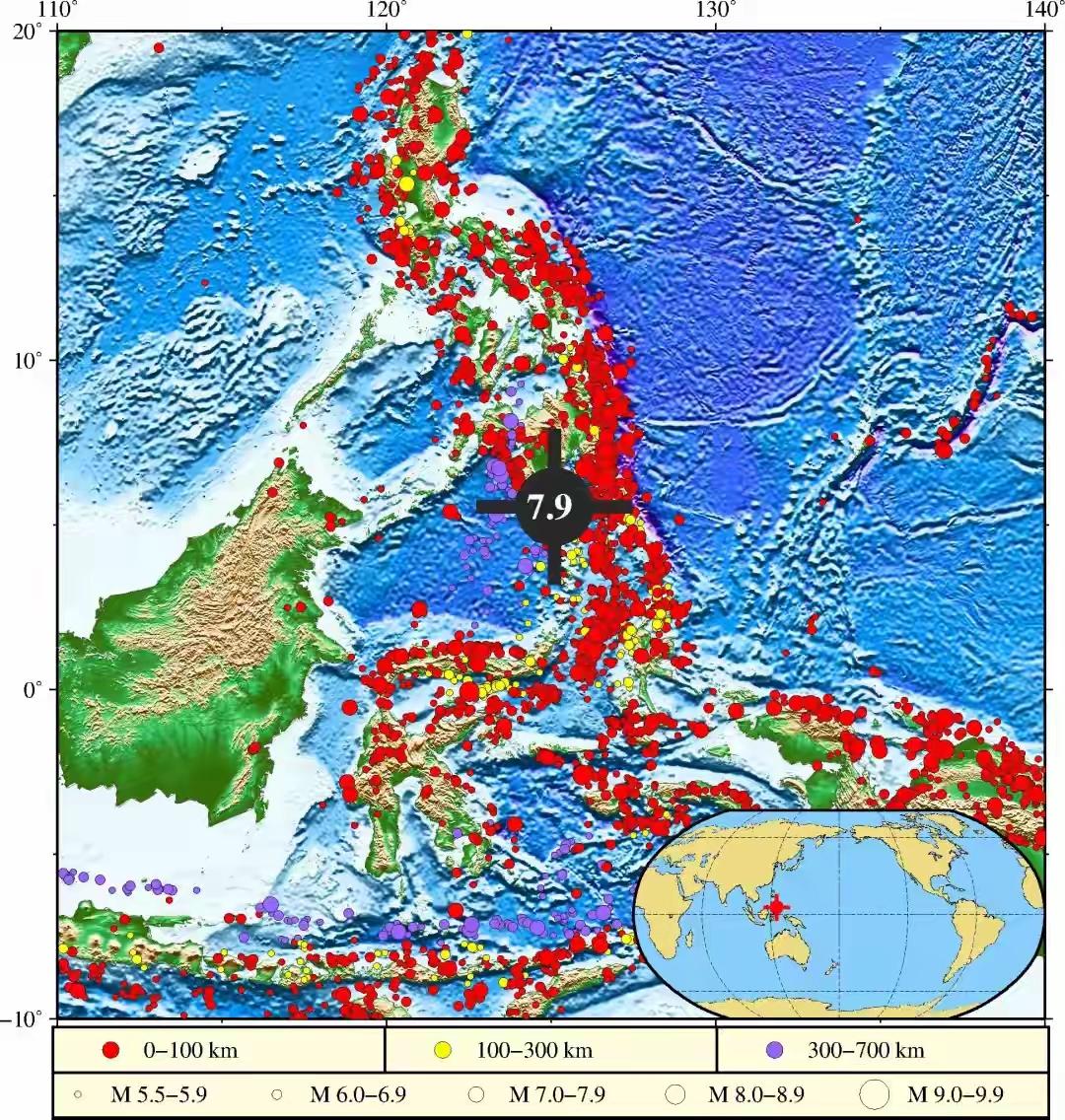 突发！6月8日7时37分，菲律宾群岛地区发生地震。中国地震台网正式测定为7.9级