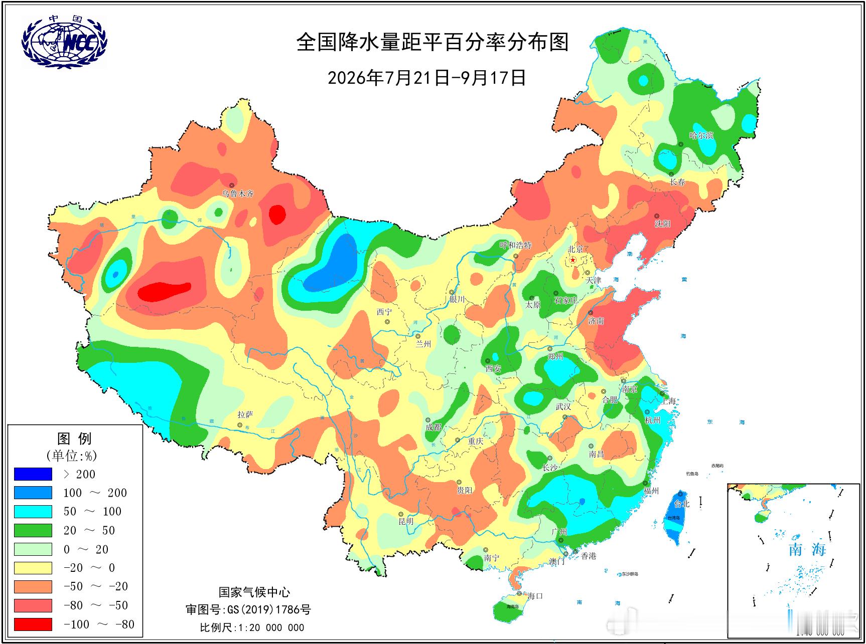 【干旱】7月下旬以来，新疆、内蒙古中部、辽宁、山东、苏皖北部等地降水明显偏少。辽