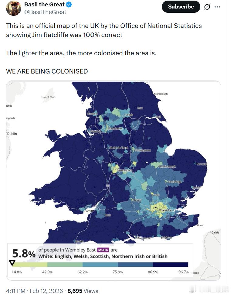 这是英国国家统计局发布的英国官方地图，显示吉姆·拉特克利夫100%是正确的。颜色