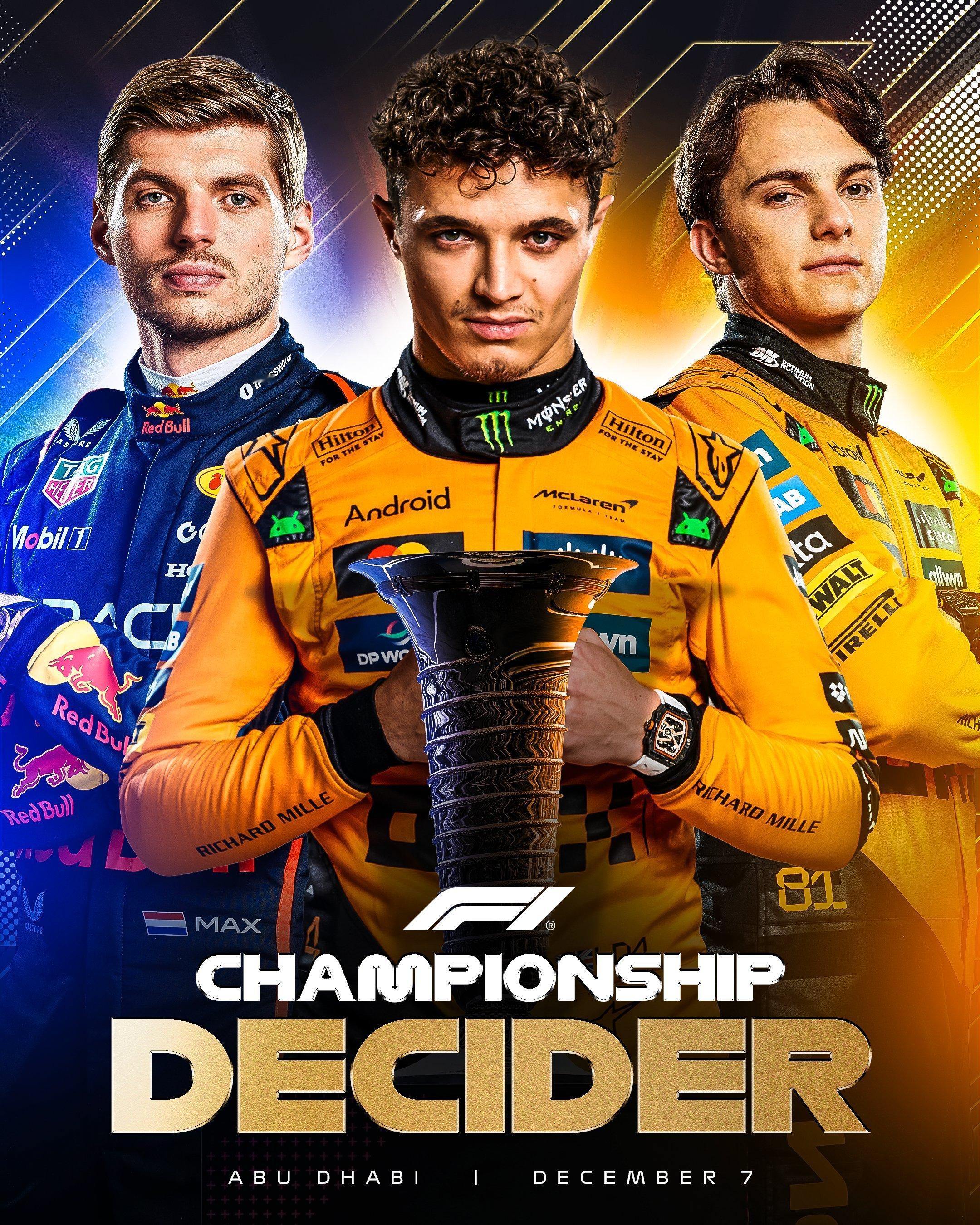 维斯塔潘夺F1卡塔尔站冠军1️⃣诺里斯：408分2️⃣维斯塔潘：396分3