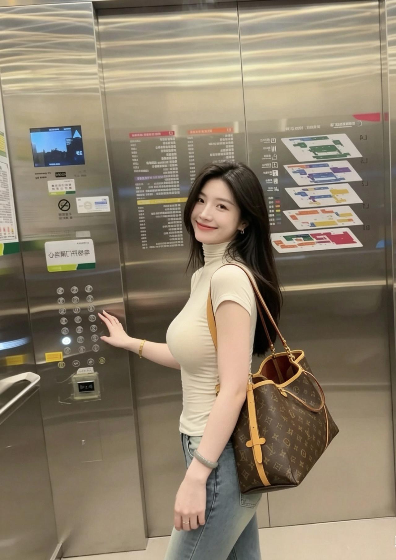 电梯里的美少妇