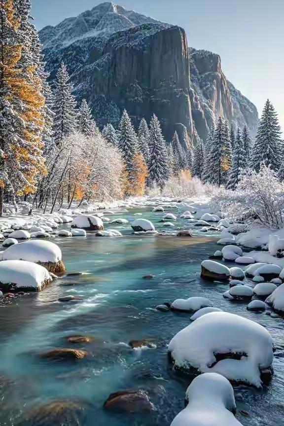 晒图笔记大赛冬日仙境，雪中流淌的梦幻河流