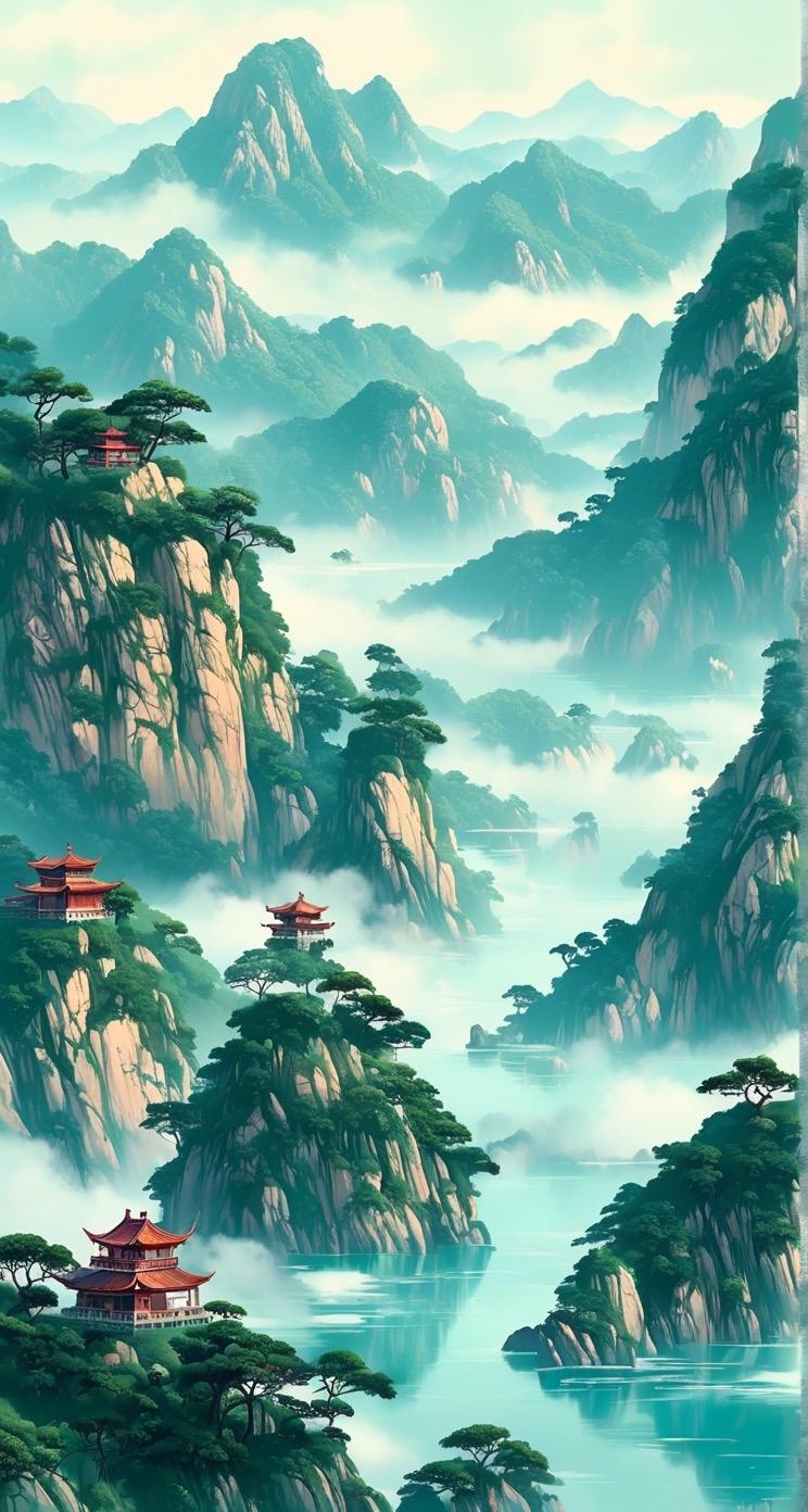 山水画欣赏水墨山水青山绿水山水画人间仙境美如画