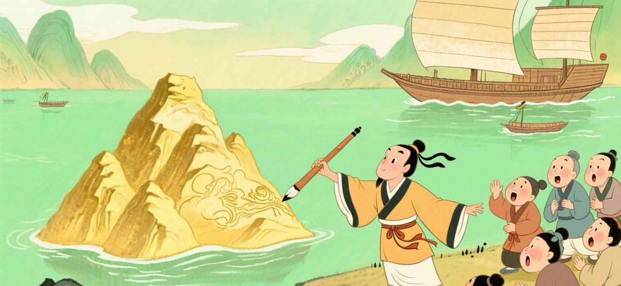 民间故事：神笔马良从前，有个孩子名字叫马良。他很喜欢画画，可是家里穷，连一支笔
