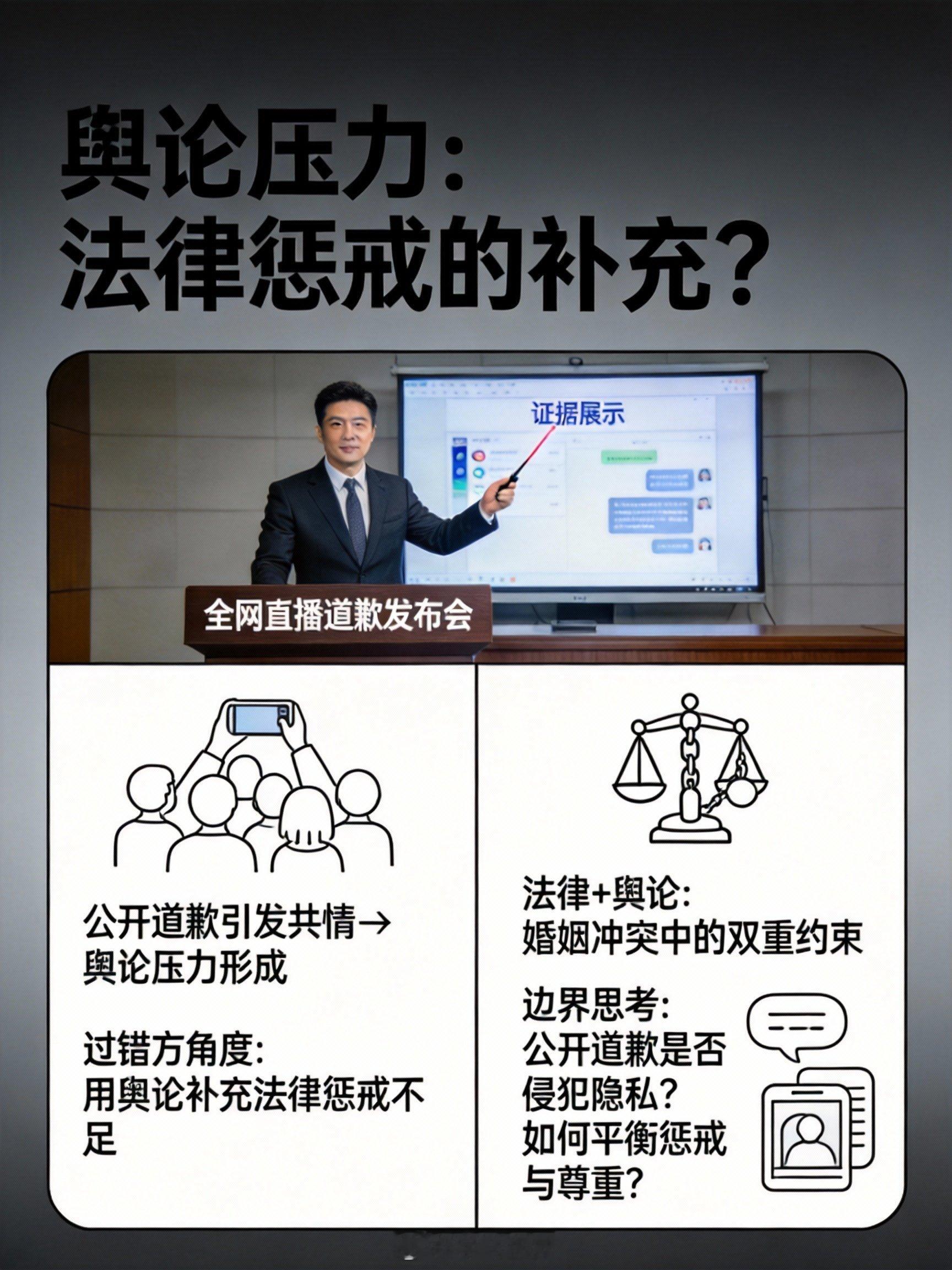 向出轨丈夫道歉不能变成公开处刑让你道歉，没让你开巡回演讲会。现在好了，判决书上写