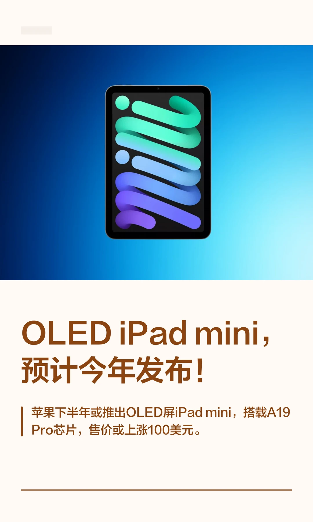 OLED iPad mini，预计今年发布！