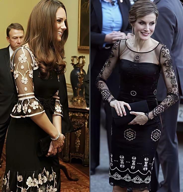 “没有对比就没有伤害”，凯特在造型和气质上，居然输给了莱后！同一个造型黑色连衣