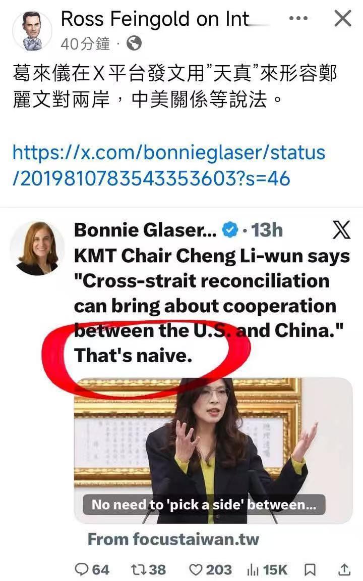 郑丽文又把美国给得罪了！领导一群牛鬼蛇神，郑丽文这个党主席可太难做了！葛来仪