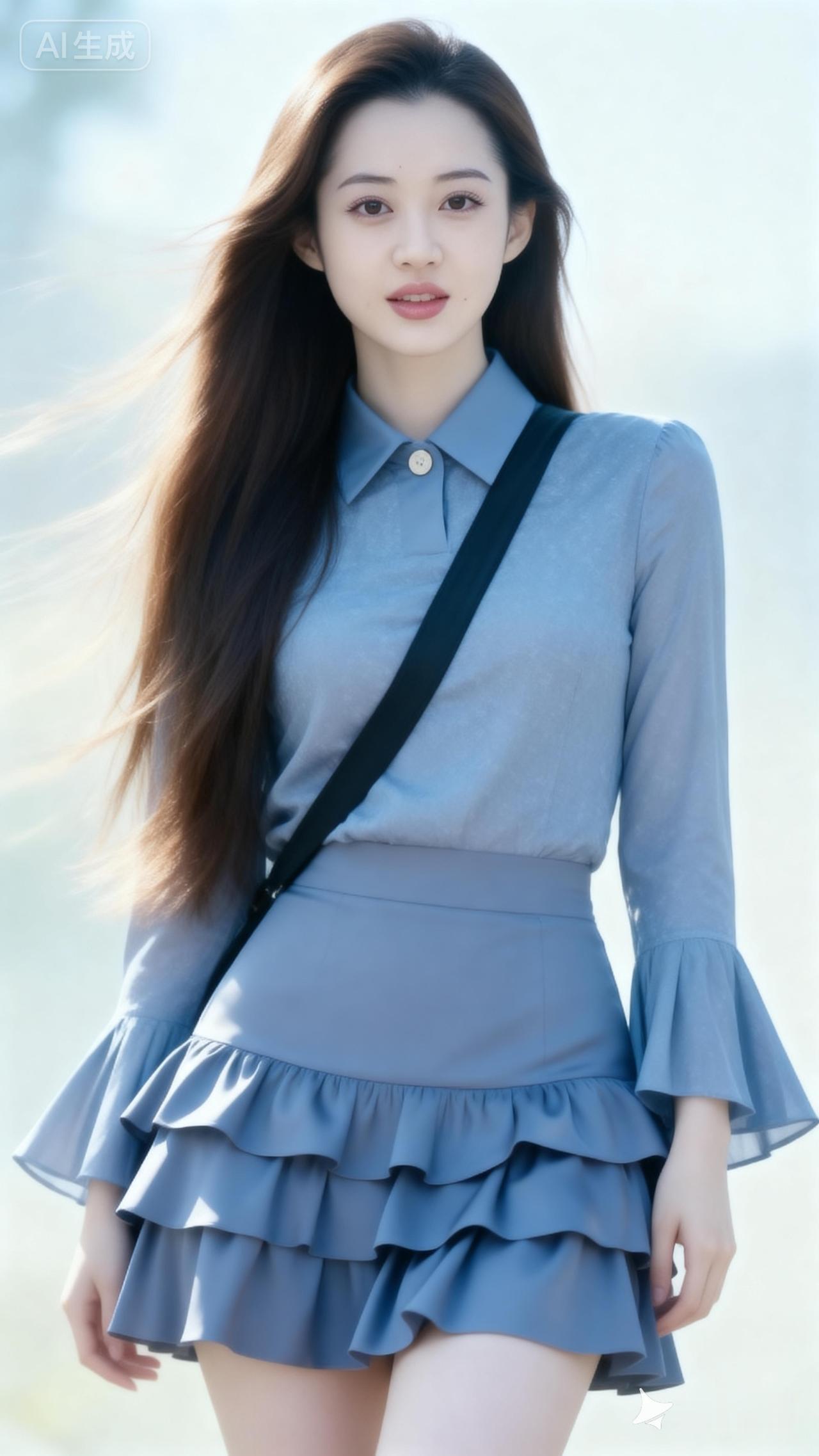 清新蓝调，甜美少女风，元气满满的一天！🌞💙👗