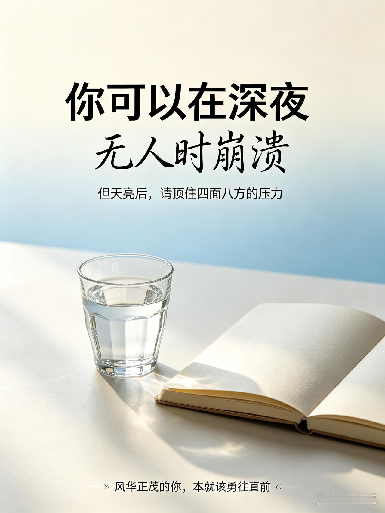 一段特别清醒的话：你可以在深夜无人时崩溃，但天亮后请顶住四面八方的压力。风华正茂