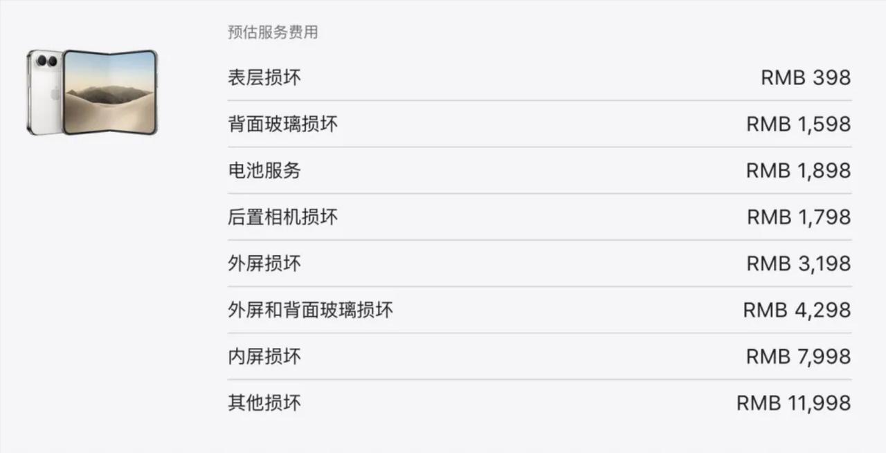 买得起iPhoneDuo，你未必修得起。根据苹果给出的价格表，表层损坏收费