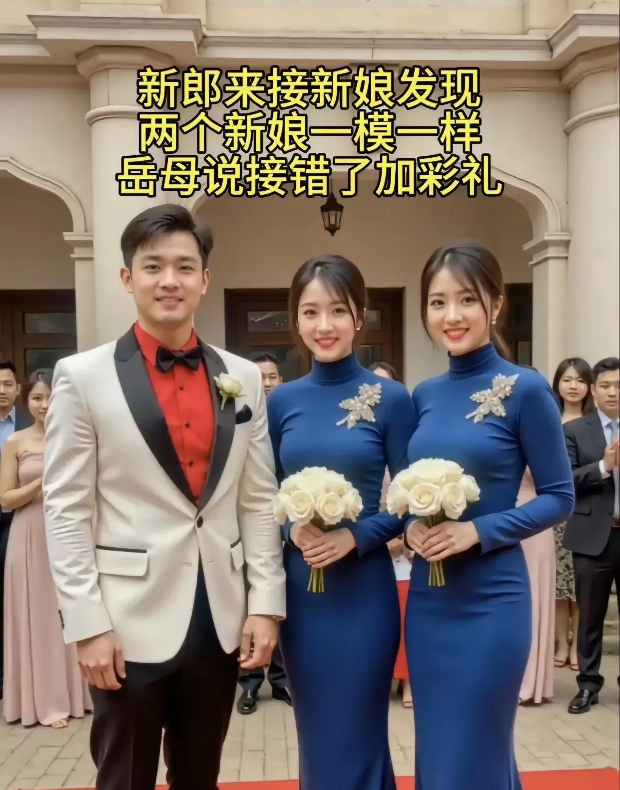 都说好事成双，这位新郎却犯了难。近日，一位男士前往迎娶新娘，到达新娘家门口时，竟