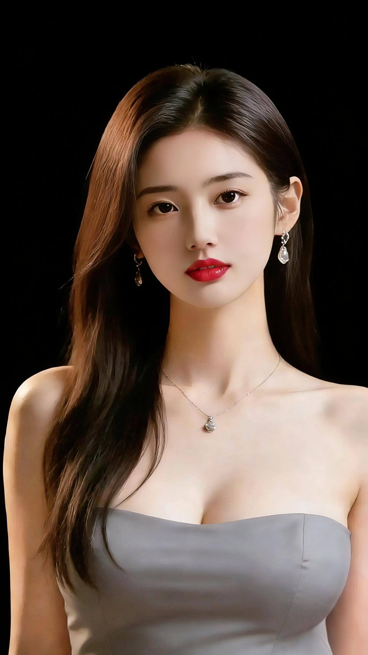 素影凝香自芳华当黑色背景褪去所有喧嚣，一袭灰调抹胸裙勾勒出的，是女性独有的