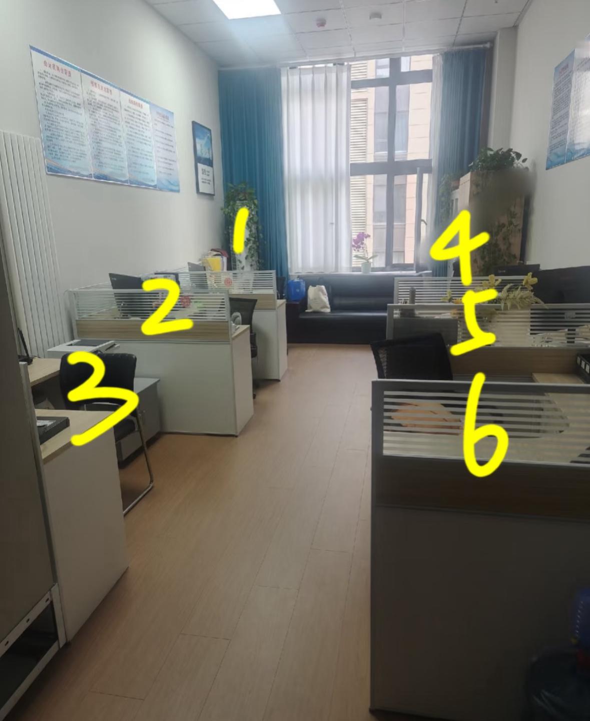这种工位要怎么选实习换到了新的部门，领导在1，旁边的4是个沙发还有2356可以选