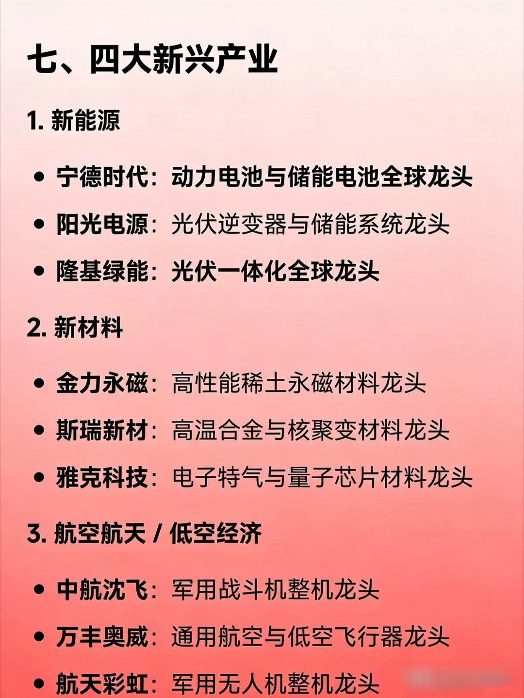 “十五五”规划着重提及的六大未来产业及四大新兴产业相关领域的龙头代表企业汇总一、