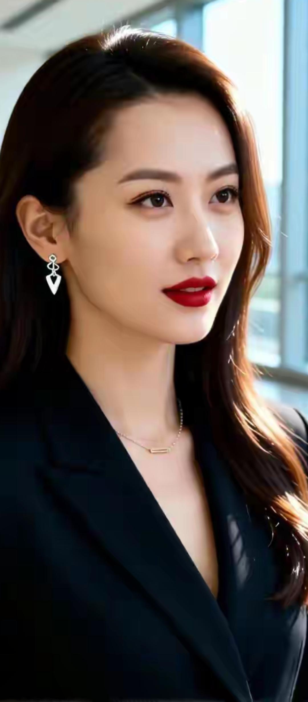 红唇轻启，笑语如花。