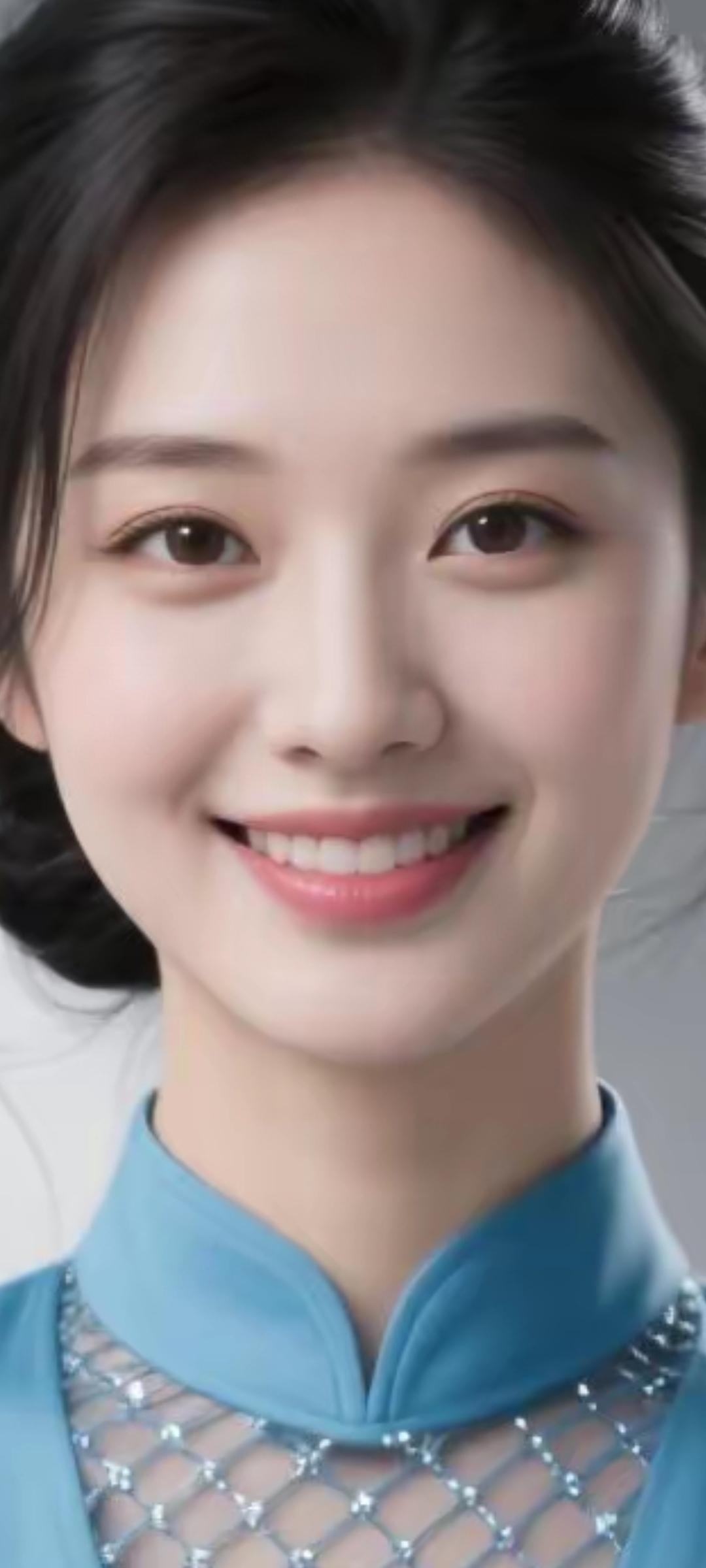 甜美笑容，蓝衣仙女，温柔可人！🌸💕
