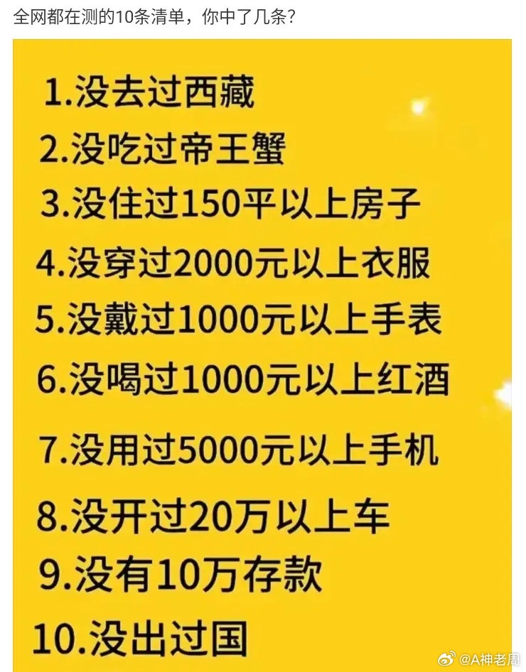 全网都在测的一个清单，你中了几条？