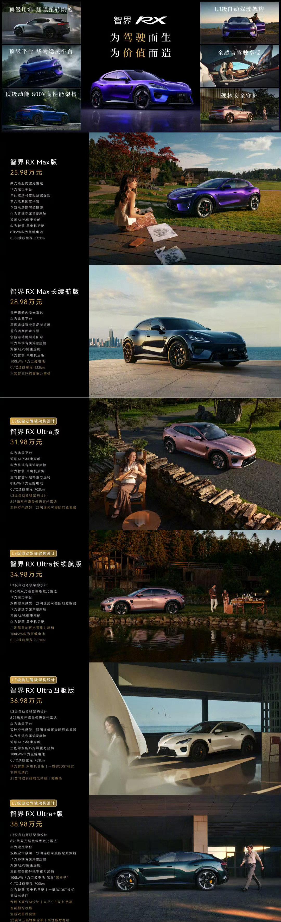 智界R7（焕新版）：Max版：23.98万，Max+版：25.98万，Max+长续航版：28.98万