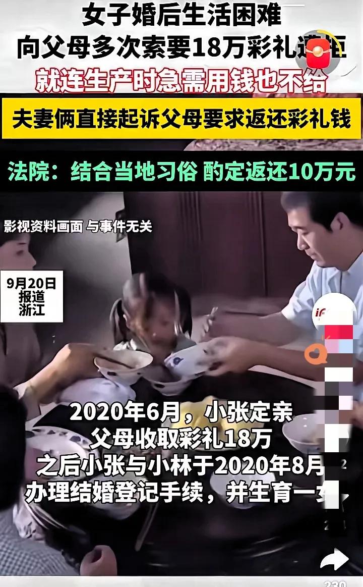 真是气人！养女把父母告上法庭要18万彩礼？这事听着就让人揪心！父母养她这么大
