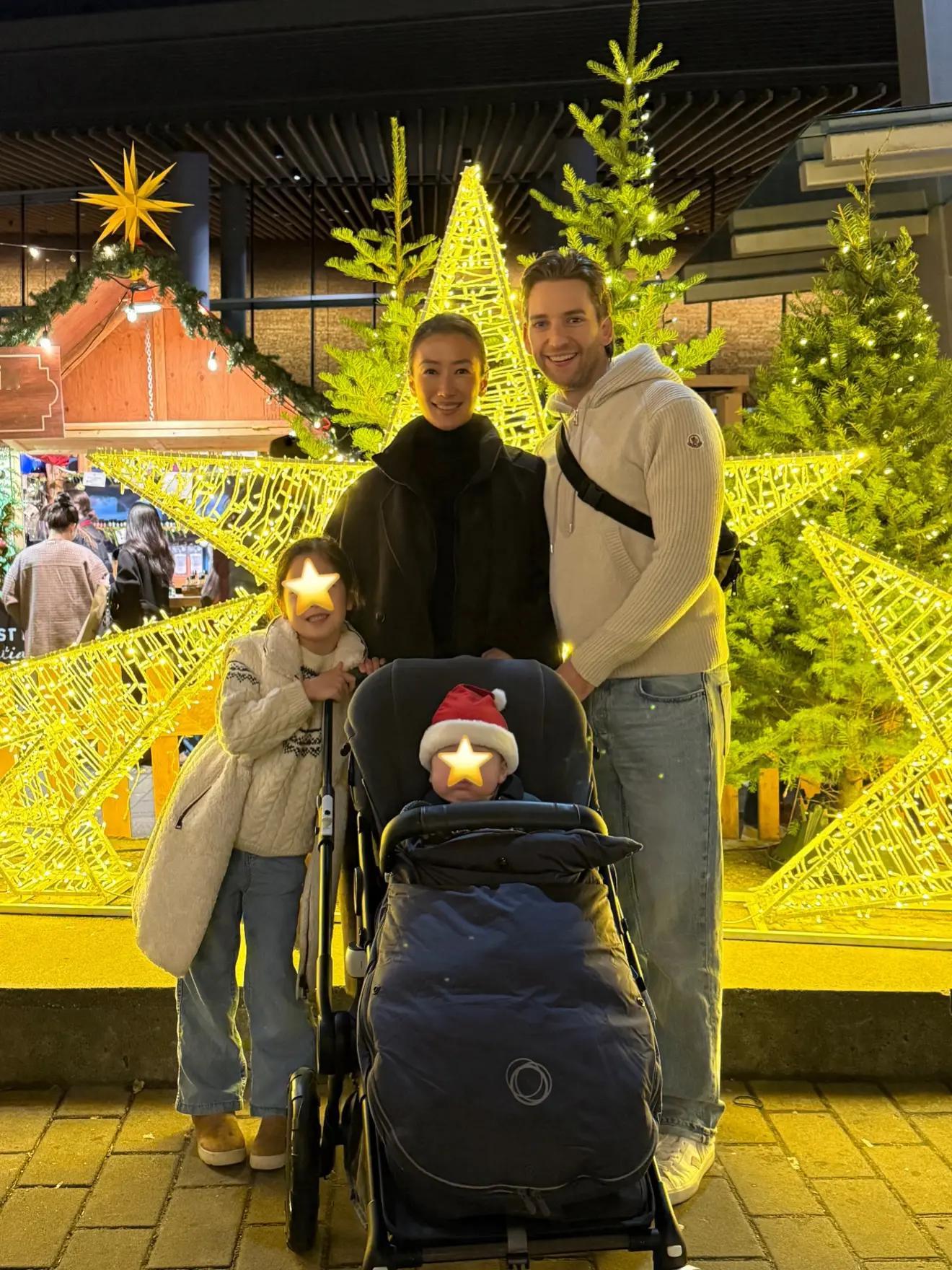 谢婷婷一家四口。谢婷婷有一女一儿，女儿是和前任生的，看长相是亚裔。小儿子长相是很