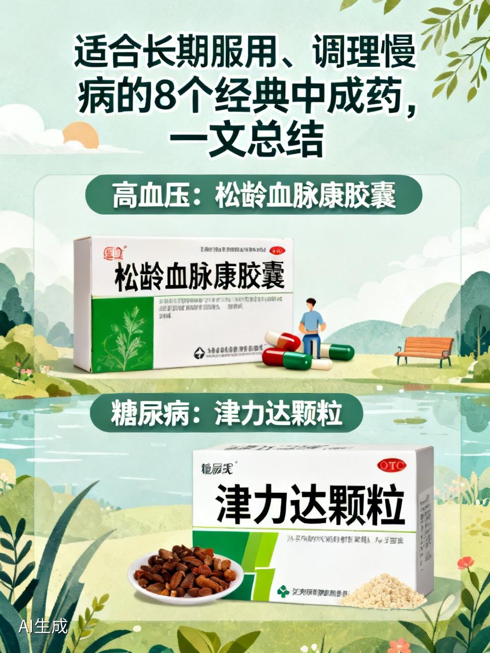 适合长期服用、调理慢病的8个经典中成药，一文总结一、高血压：松龄血脉康胶囊
