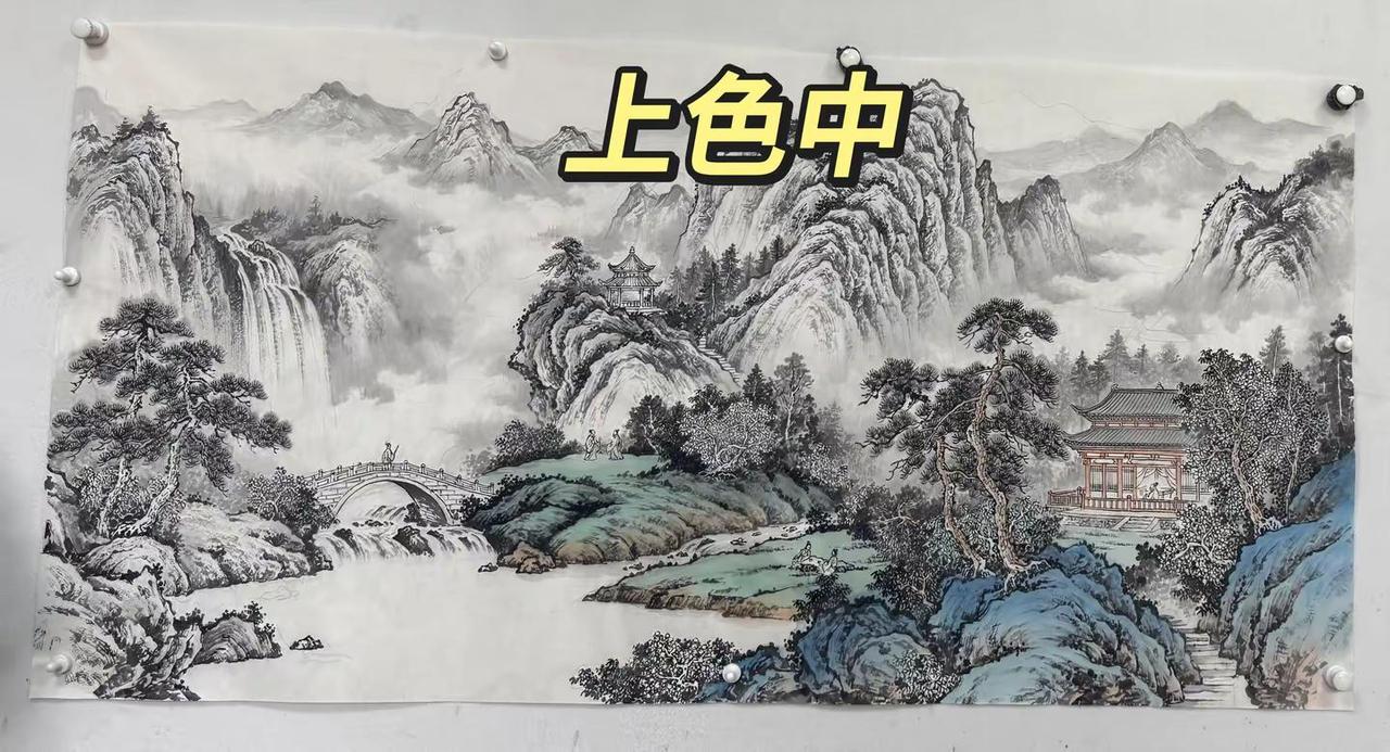 纯手绘山水。四尺山水山水写意山水画的神韵学习传统山水画国画山水有意境
