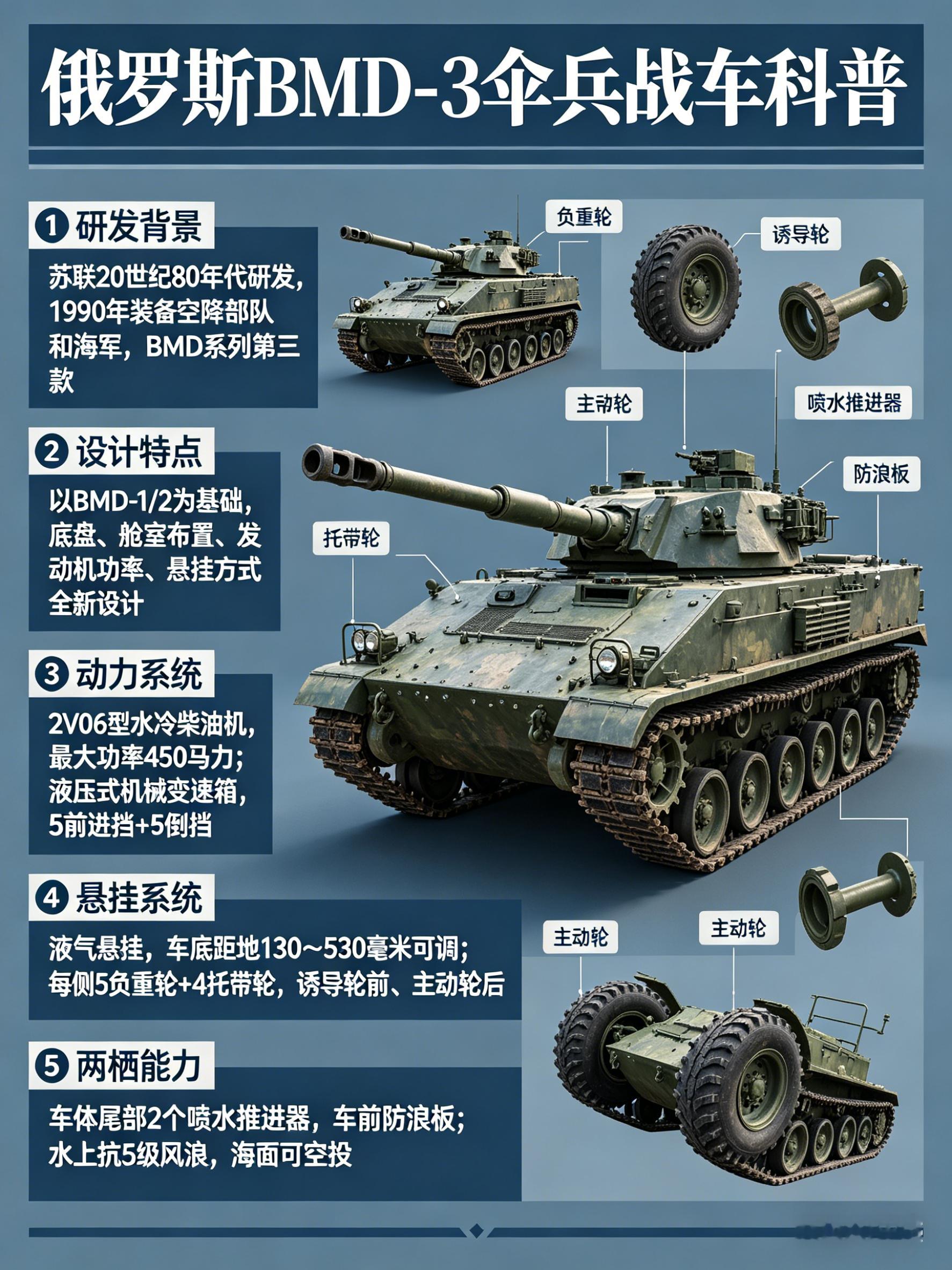 军事ai新视野俄罗斯BMD-3伞兵战车BMD-3是苏联于20世纪80年代研发的