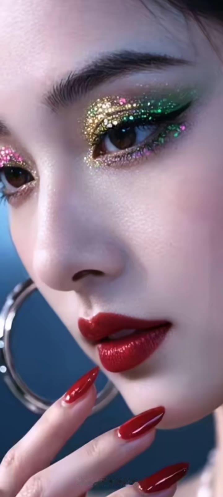 梦幻眼妆，闪耀夺目，红唇诱惑，尽显魅力！