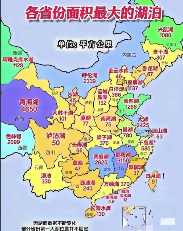 我国各省份面积最大的湖泊
