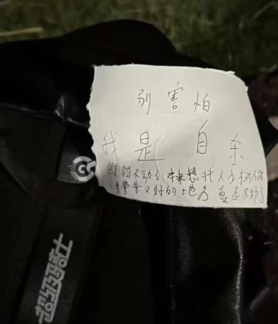 别害怕，我是自杀。这是一个女孩的遗书。9月9号，在公园里散步的，大妈大爷们，发