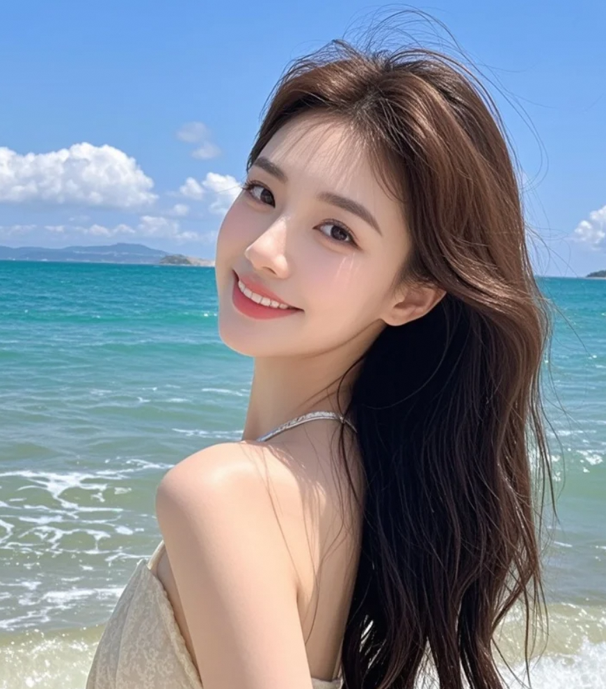 在海边转圈圈，像小时候一样快乐