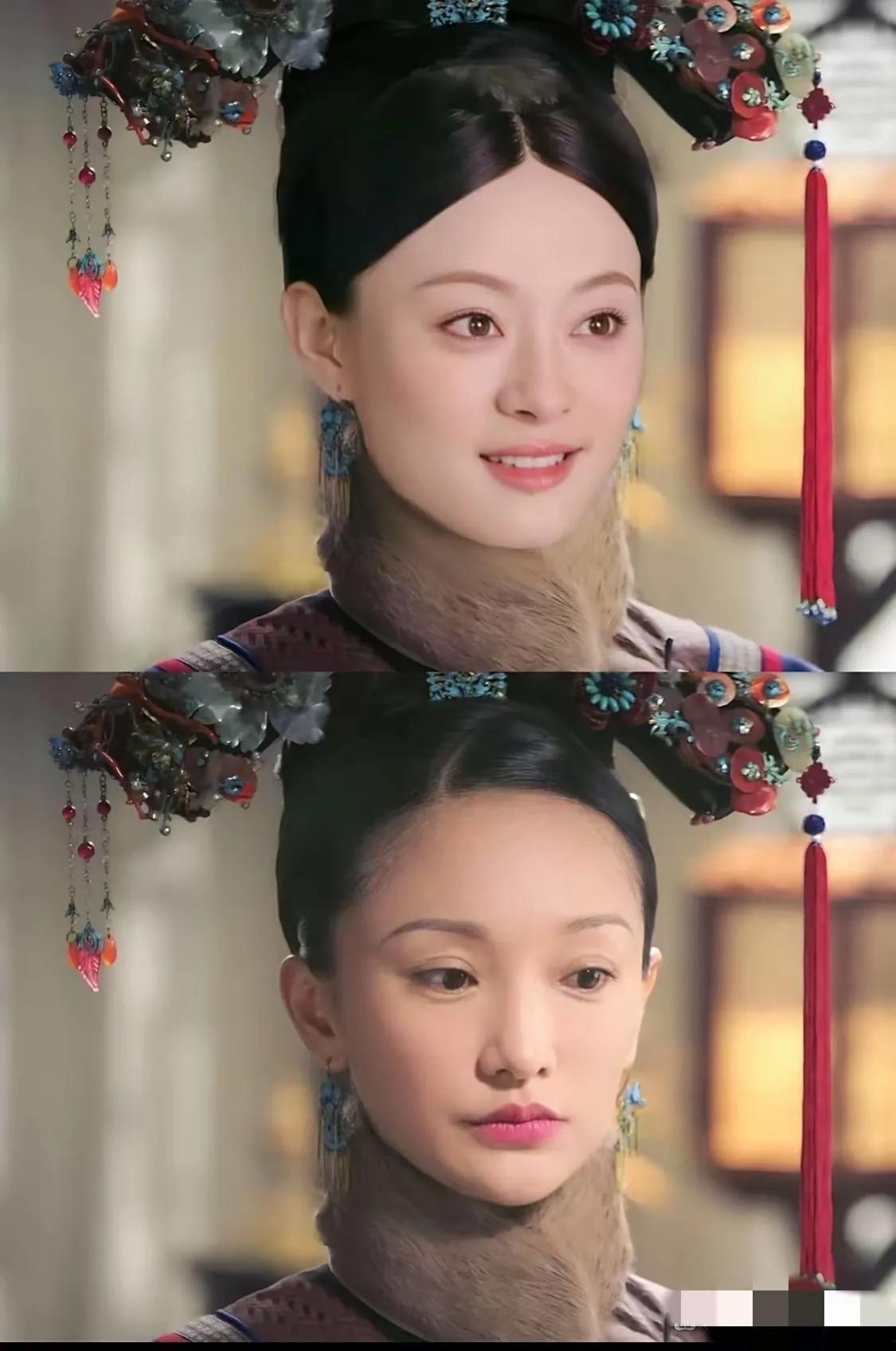 都说周迅的如懿不好看是因为服饰难看，但当一模一样的旗头和服装穿在孙俪身上就十分