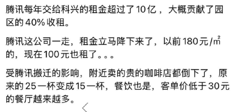 腾讯搬迁企鹅岛后，深圳科兴租金大降价据了解，腾讯互娱在科兴科学园办公多年。近期，