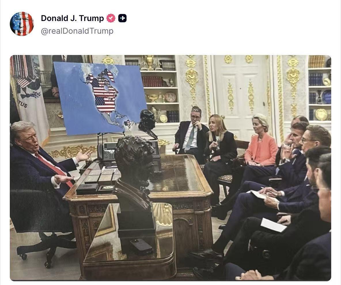 可能觉得无聊，特朗普又恶心欧洲了。又发了一遍他让欧洲领导人在白宫坐小板凳的照