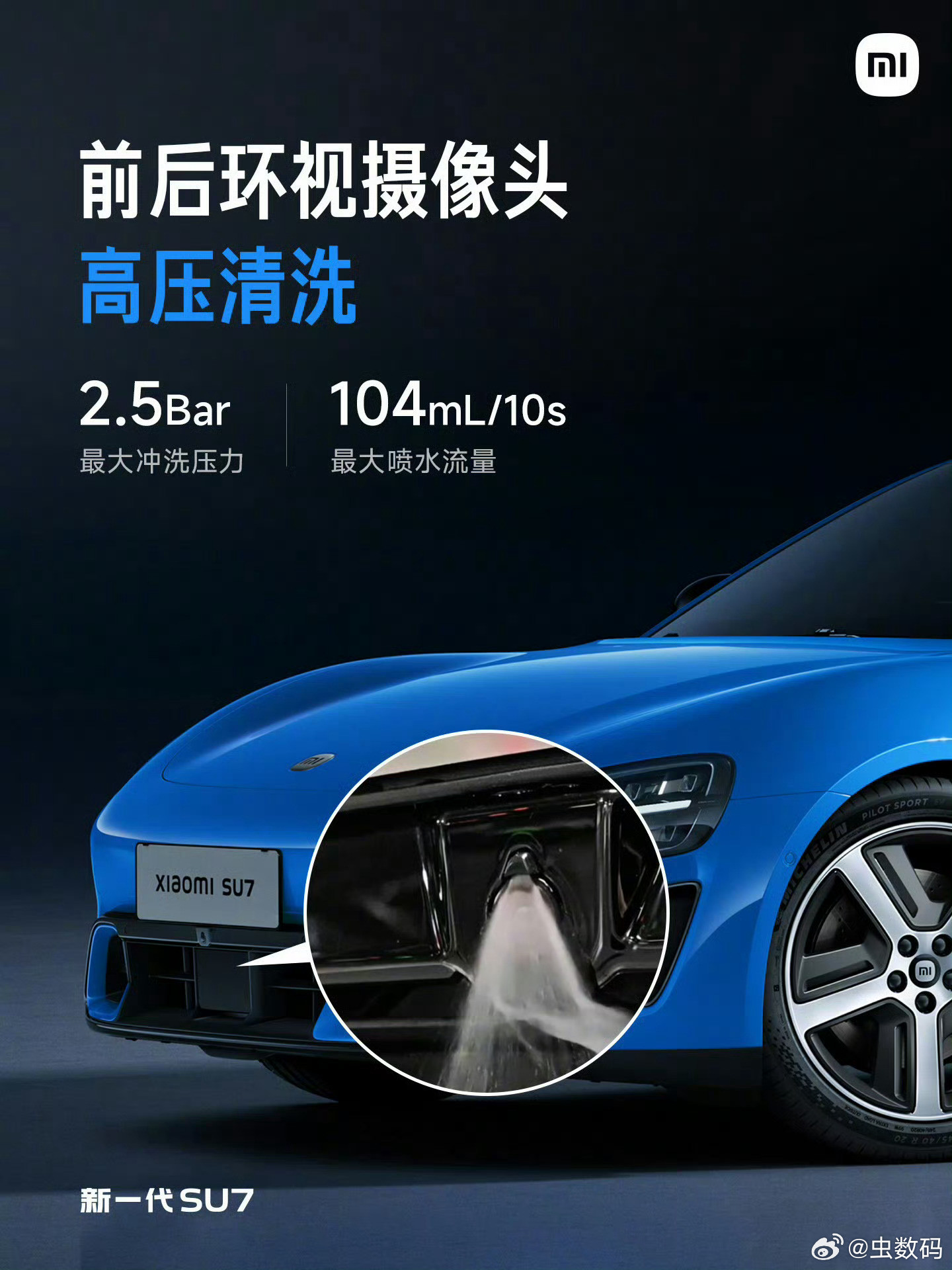 前后环视摄像头高压清洗？这个创意真的是太好了。小米YU7表示好羡慕。小米新一代